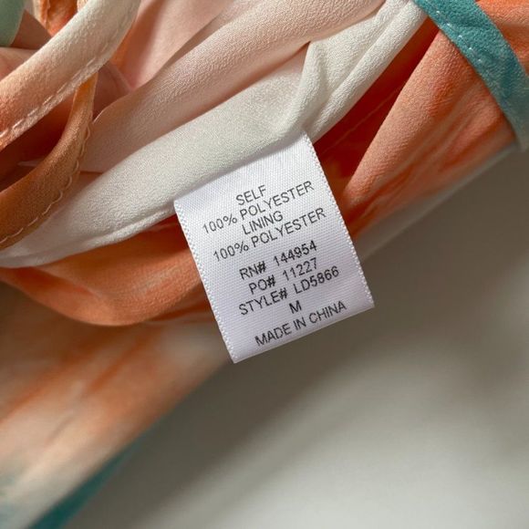 Luxxel Blue Orange Tie Dye Chiffon Frill Maxi Dress Blue Orange Sz M - Picture 11 of 11